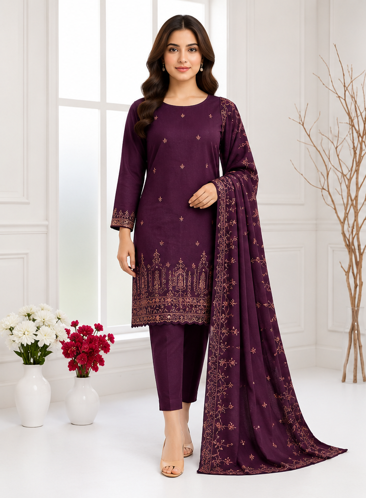 Dhanak – 3-Piece Embroidered Suit
