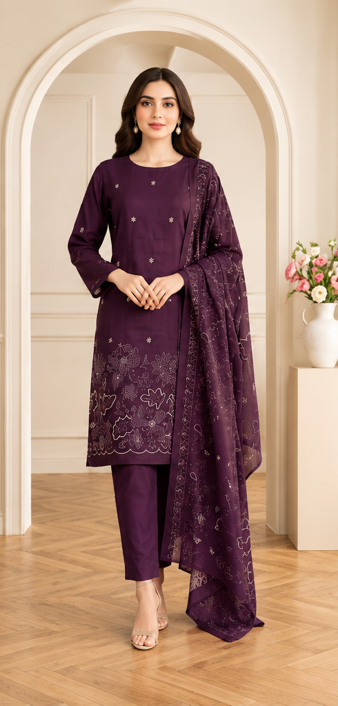 Dhanak Embroidered 3-Piece Collection