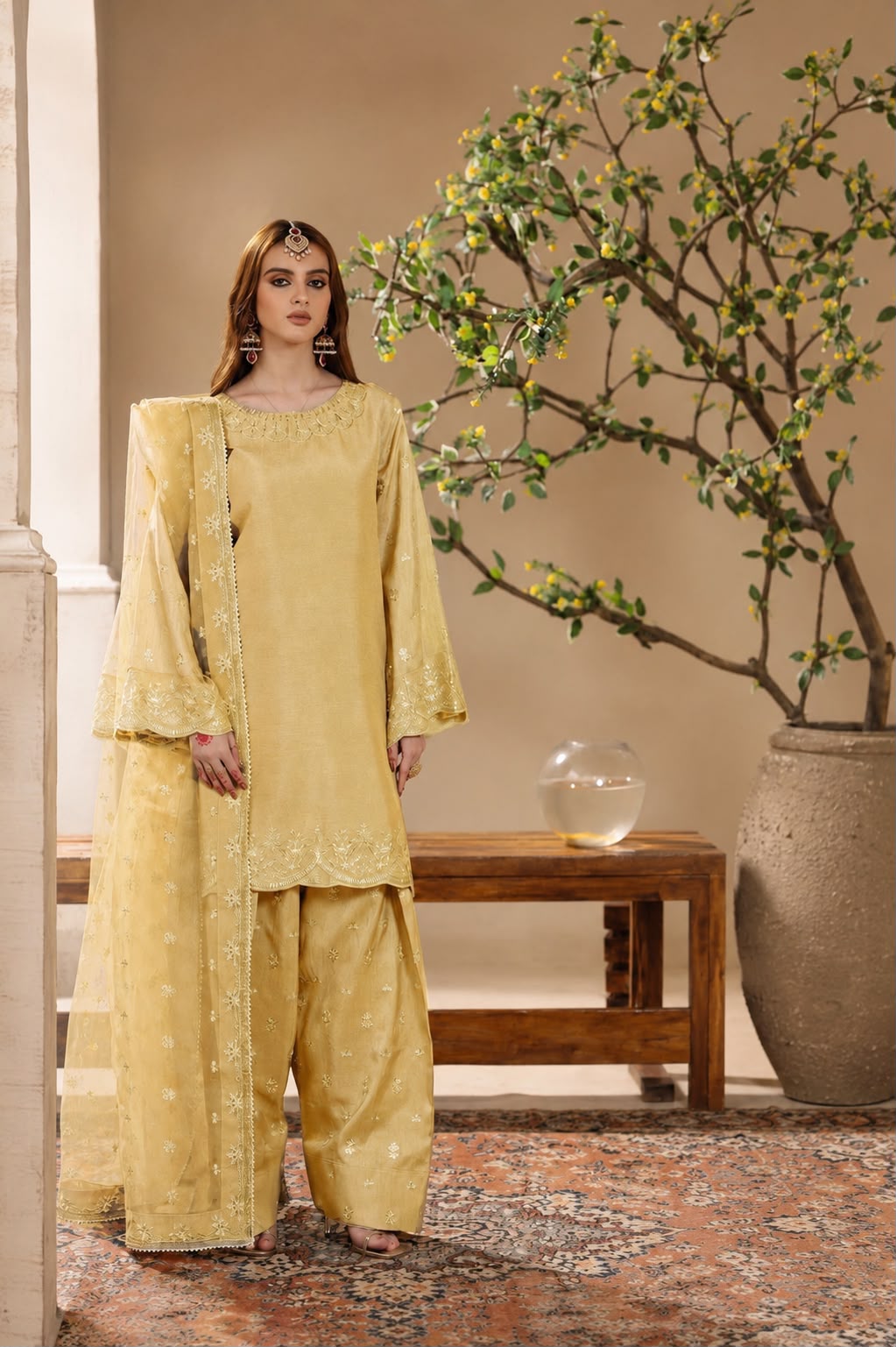 Sequence Embroidered Silk 3-Piece — Cutwork Organza Edit