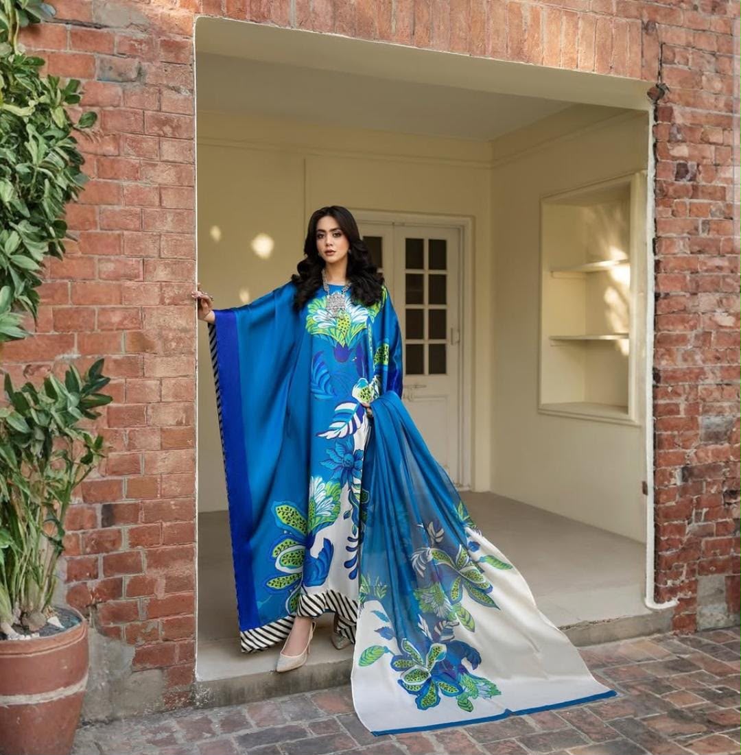 Premium Digital Printed Silk 3Pc Unstitched Suit