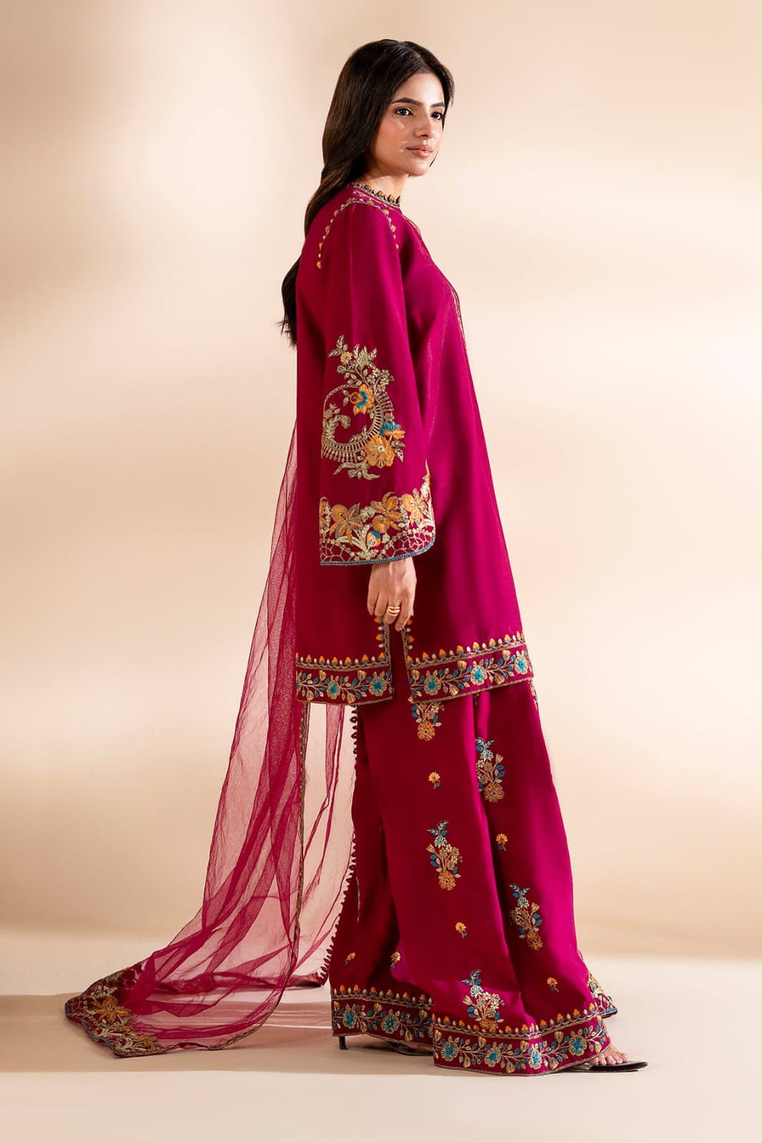 Heavy Embroidered Silk 3-Piece — Organza Border Edit