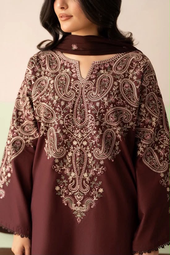 Fully Embroidered Dhanak 3-Piece Suit