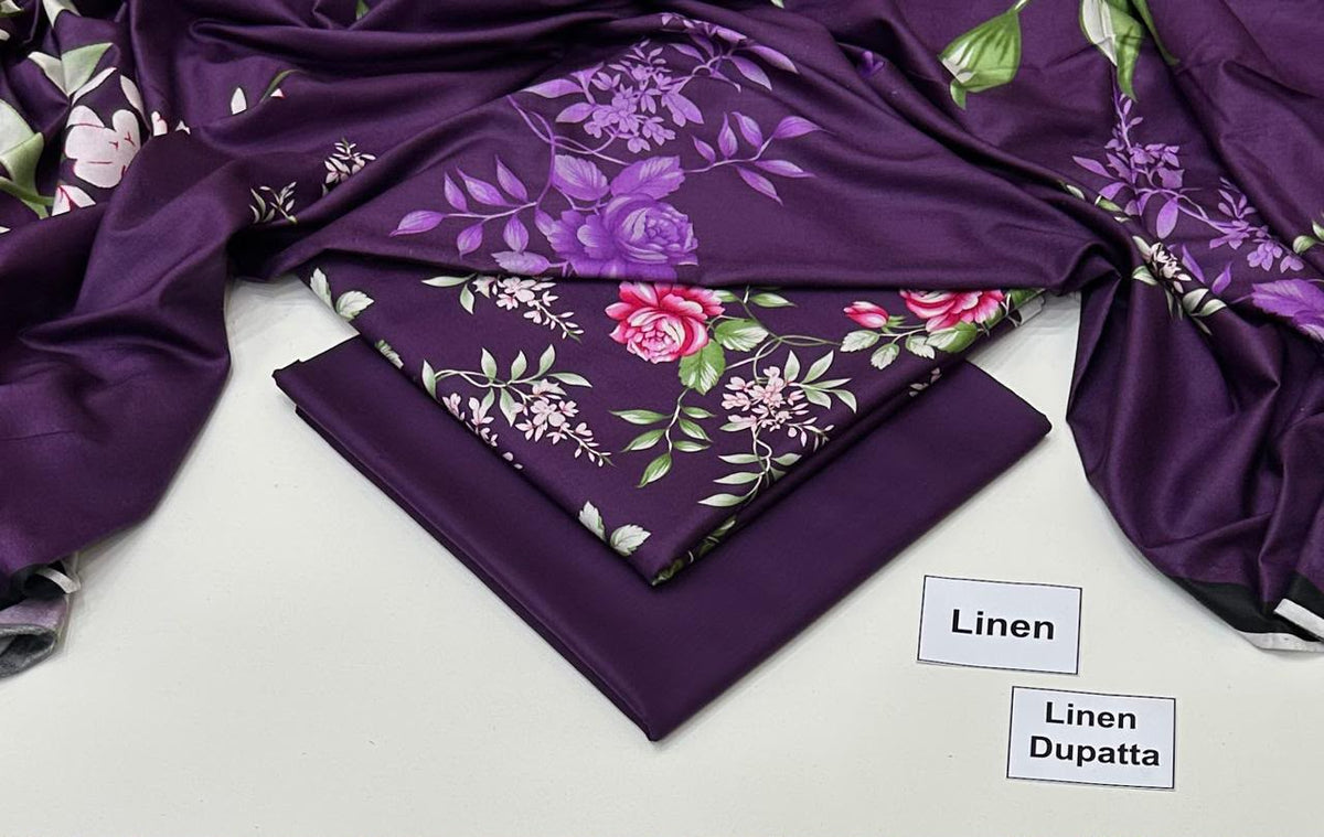 Printed Linen Unstitched Suit