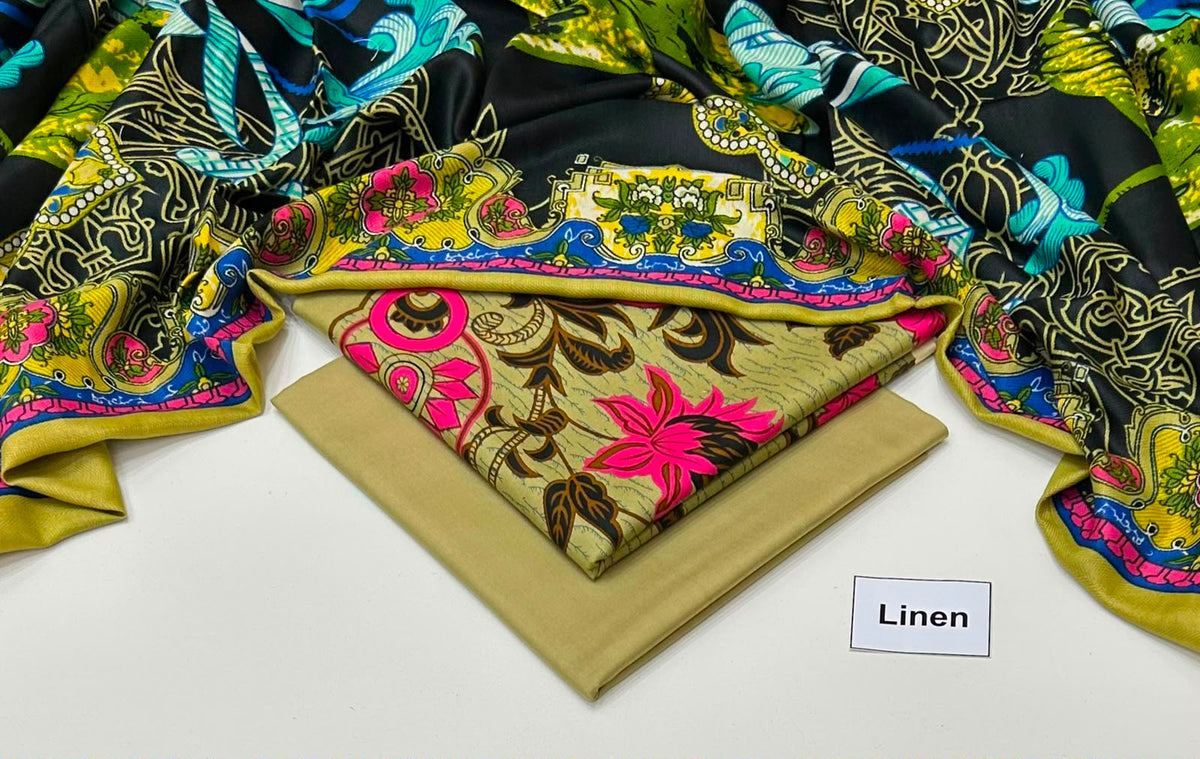 Printed Linen Unstitched Suit