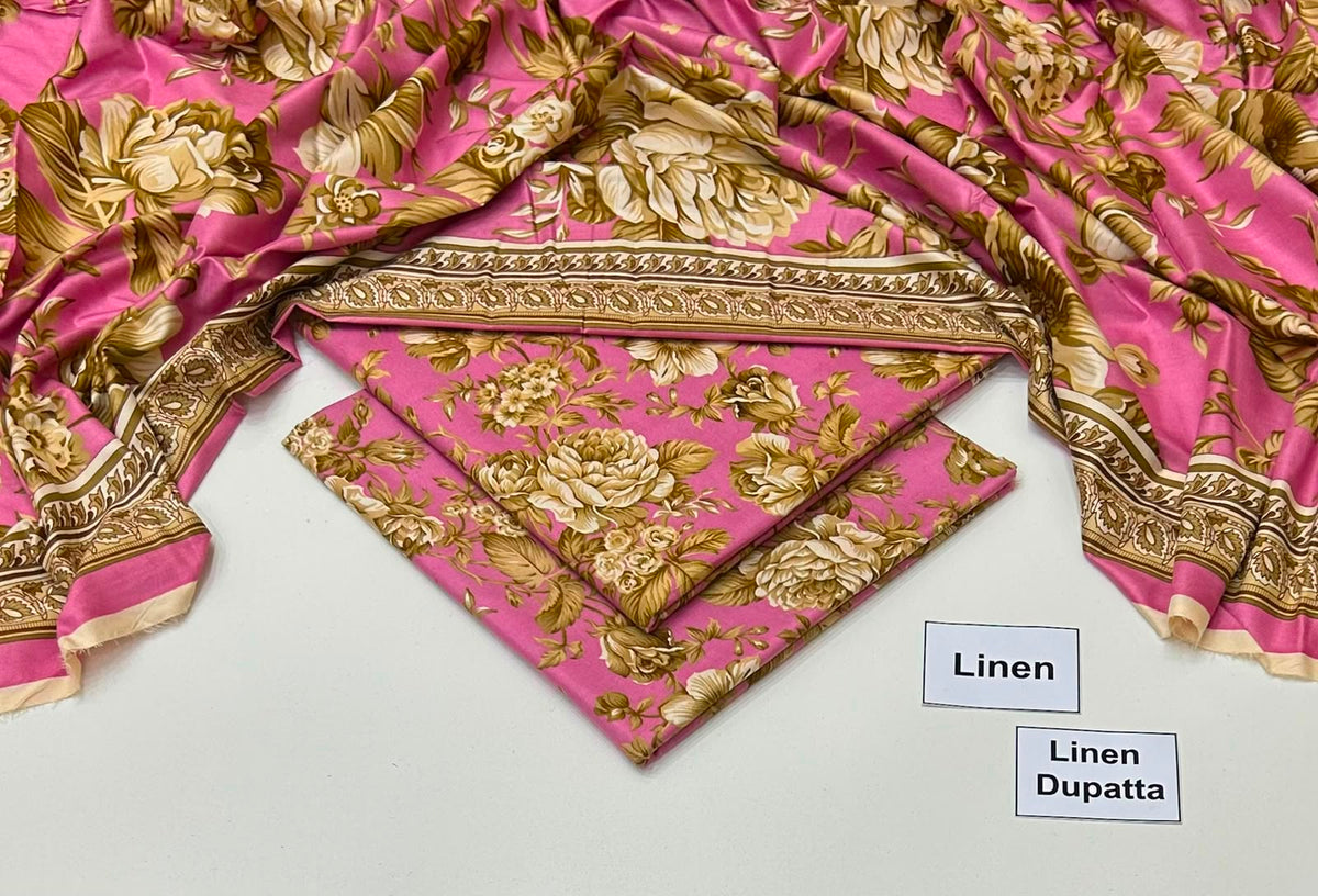Printed Linen Unstitched Suit