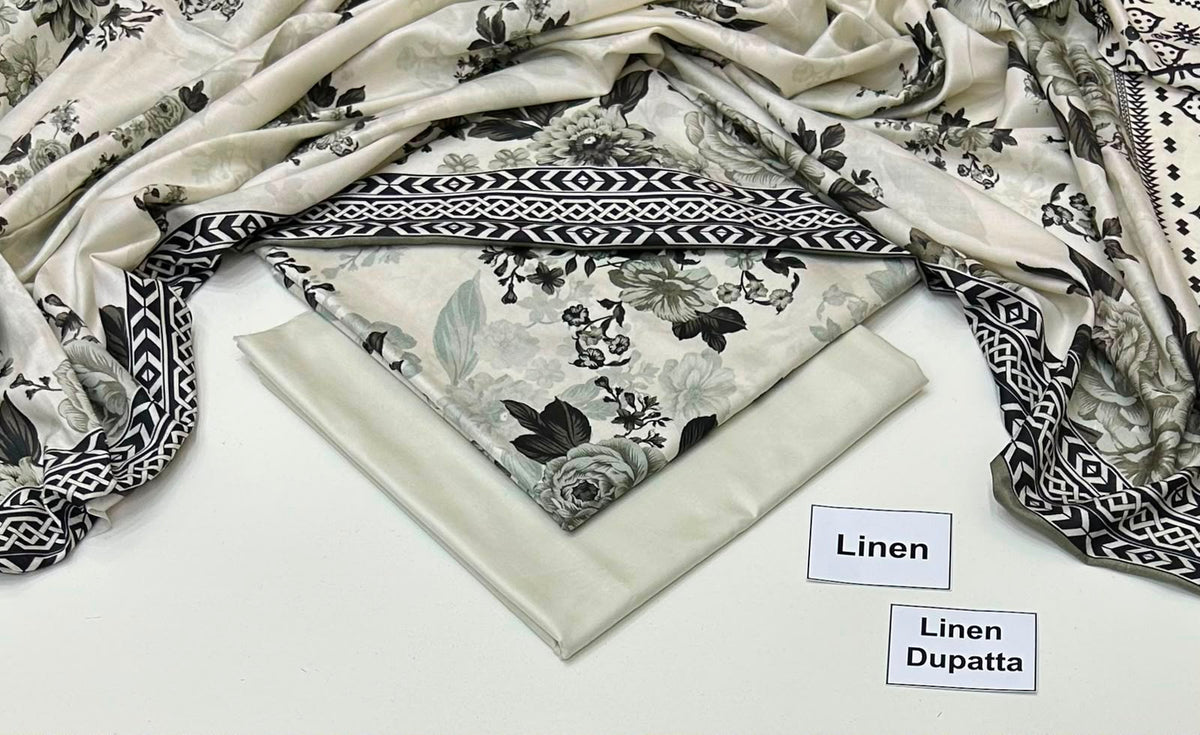 Printed Linen Unstitched Suit