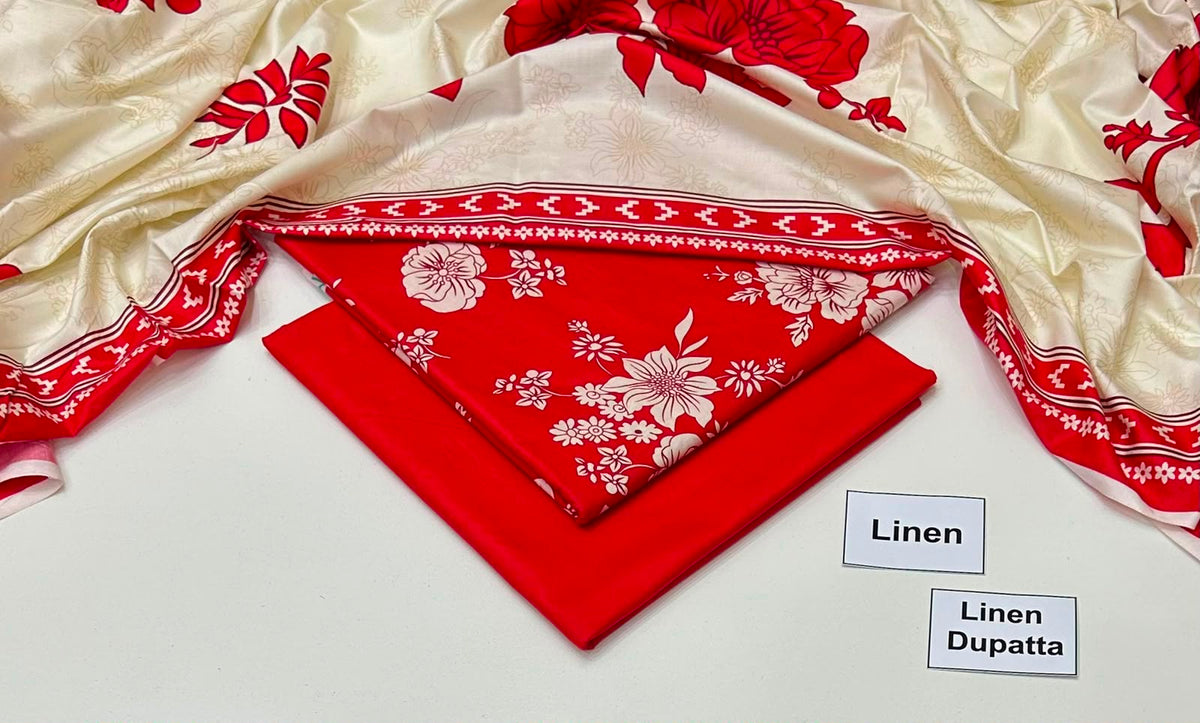 Printed Linen Unstitched Suit