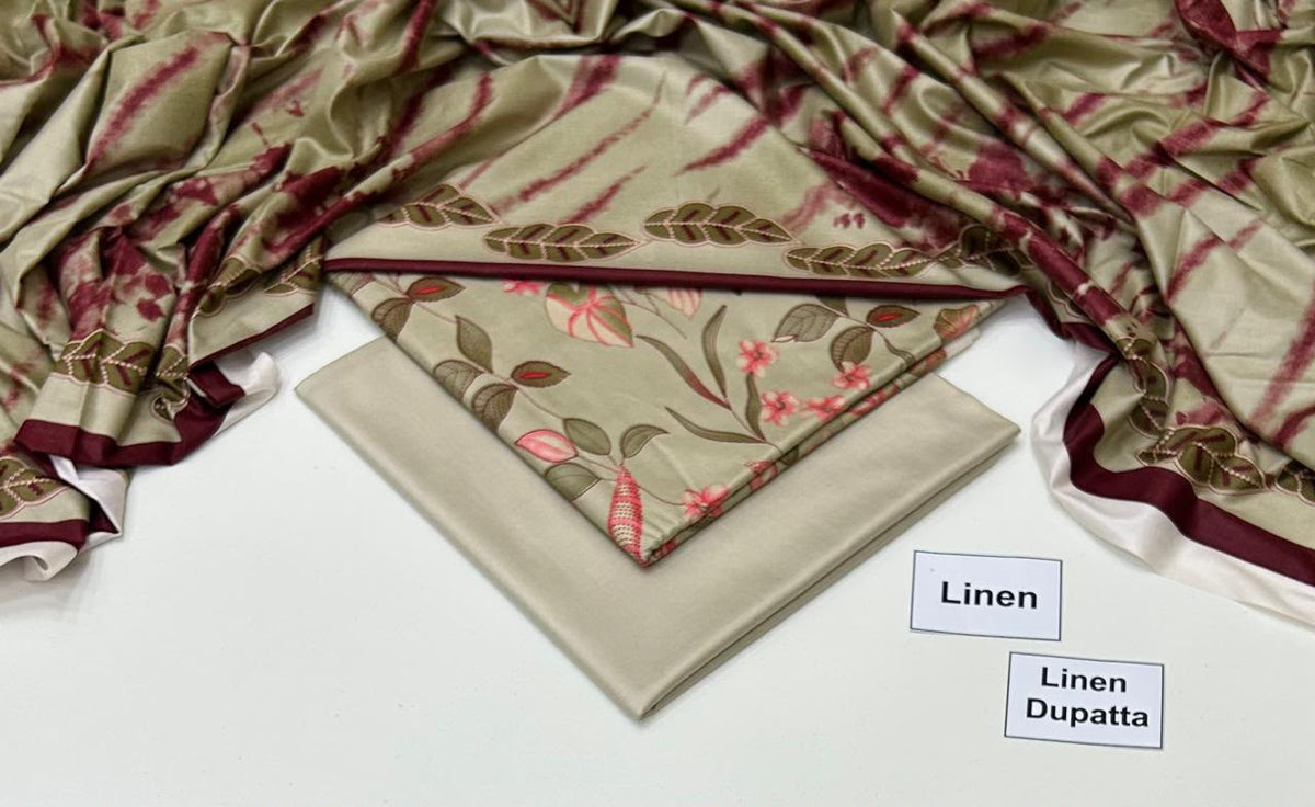 Printed Linen Unstitched Suit