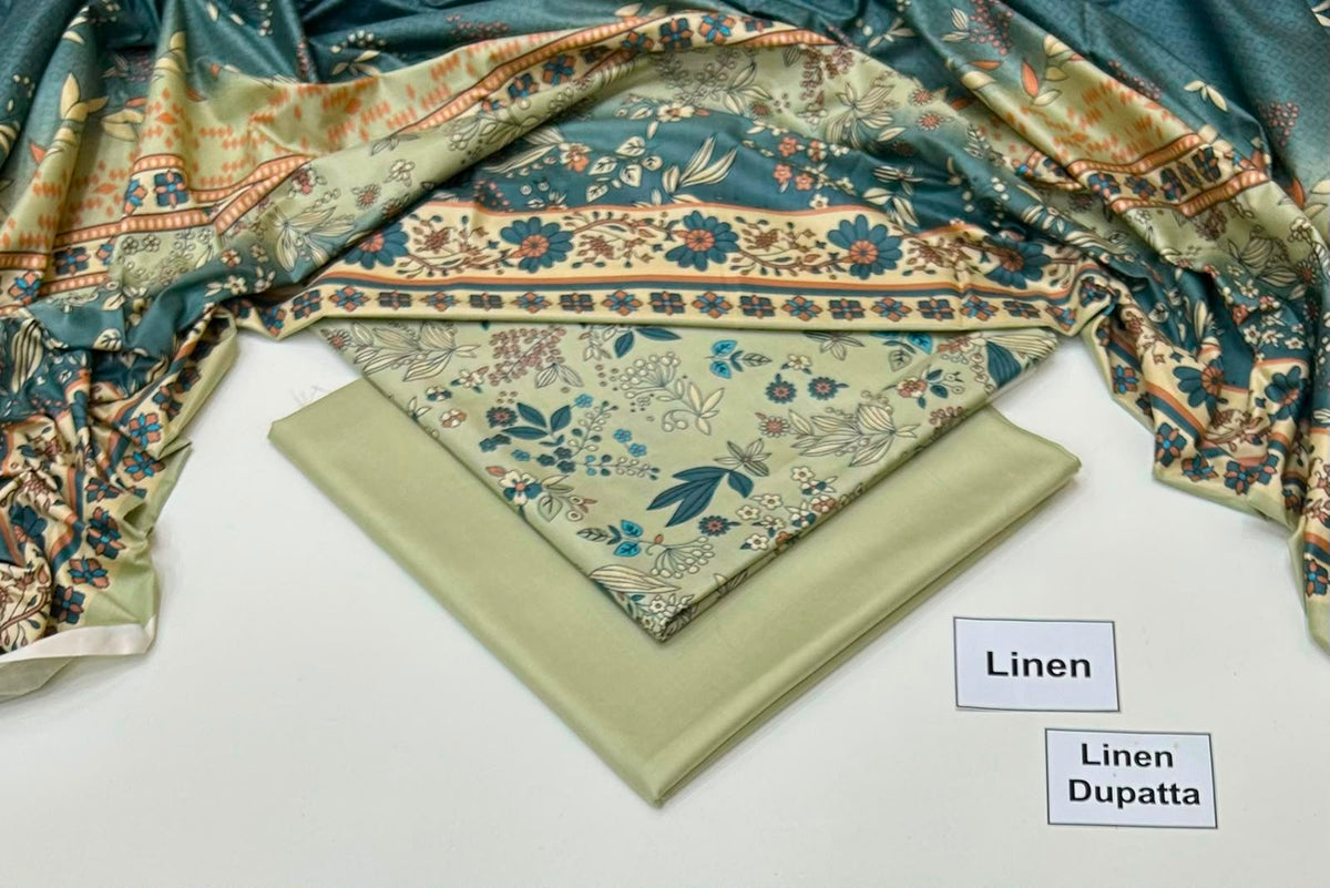 Printed Linen Unstitched Suit