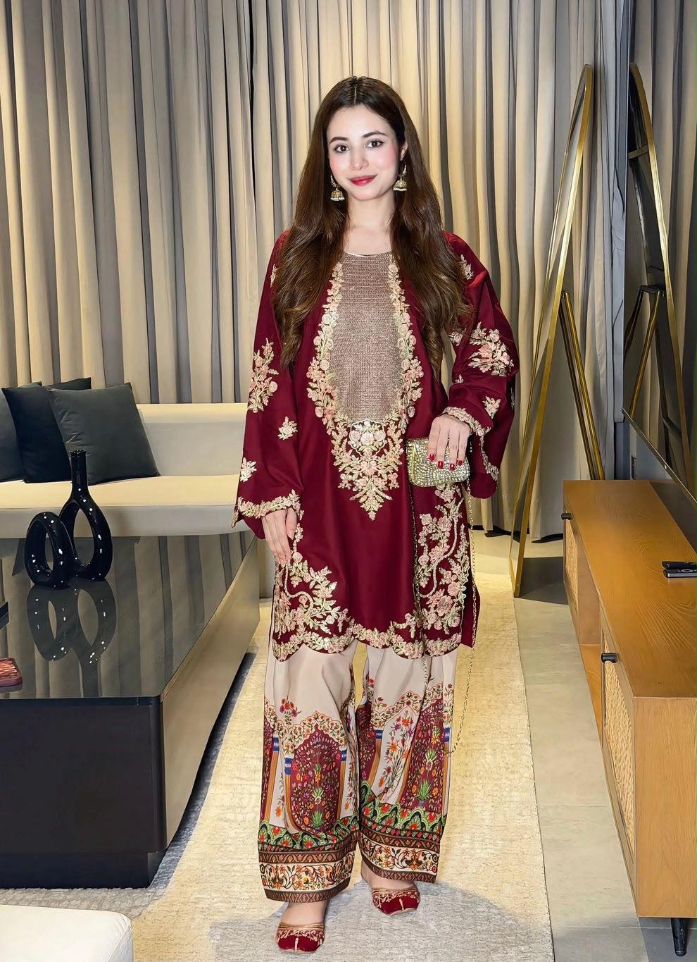 Silk Embroidered 2 Piece Unstitched Suit