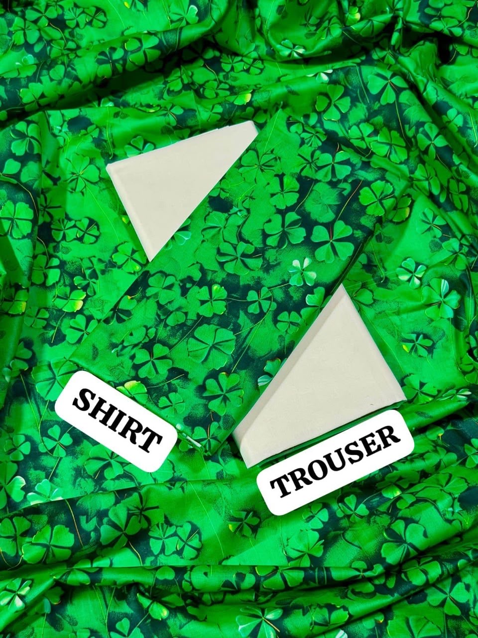 Green & White Printed 2Pc Shirt with Plain Trouser