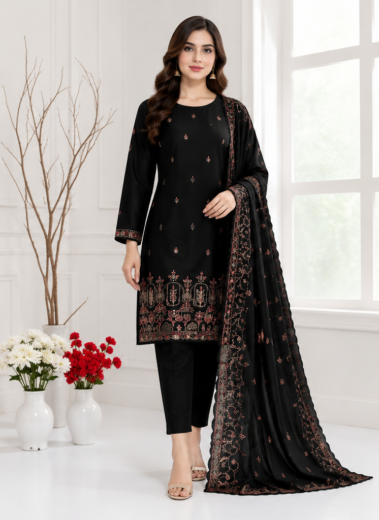 Dhanak – 3-Piece Embroidered Suit