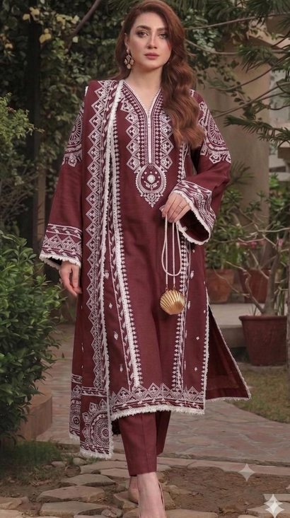 Cocoa Elegance Embroidered Lawn 3PC