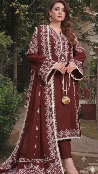 Cocoa Elegance Embroidered Lawn 3PC