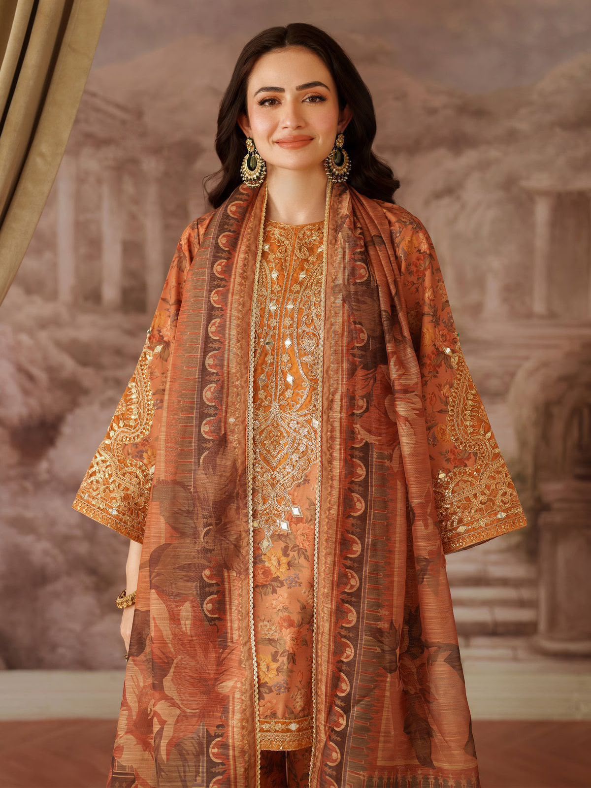 Embroidered Digital Printed Lawn 3-Piece — Heavy Border Edit