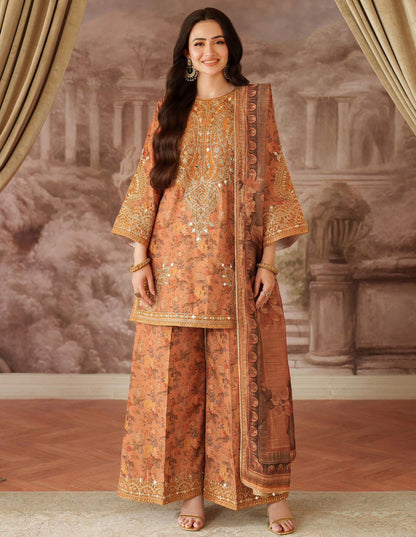 Embroidered Digital Printed Lawn 3-Piece — Heavy Border Edit