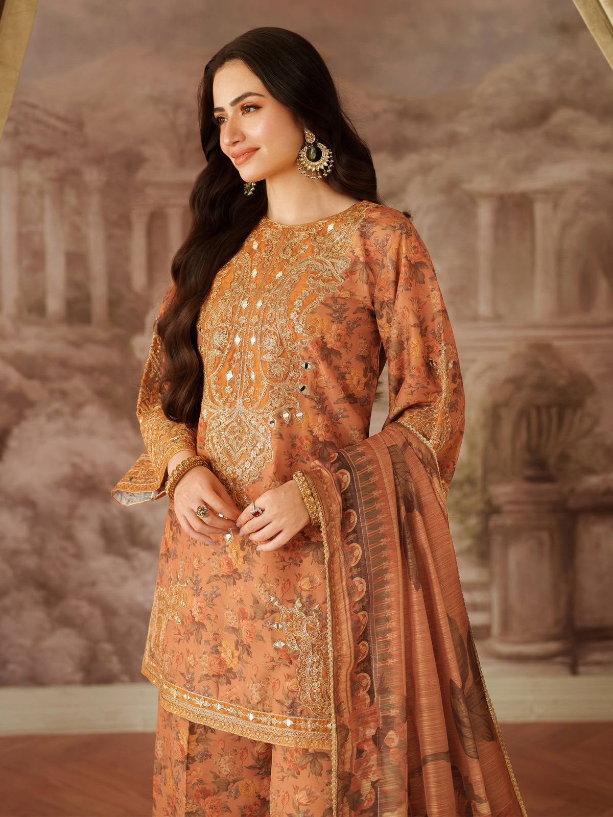 Embroidered Digital Printed Lawn 3-Piece — Heavy Border Edit