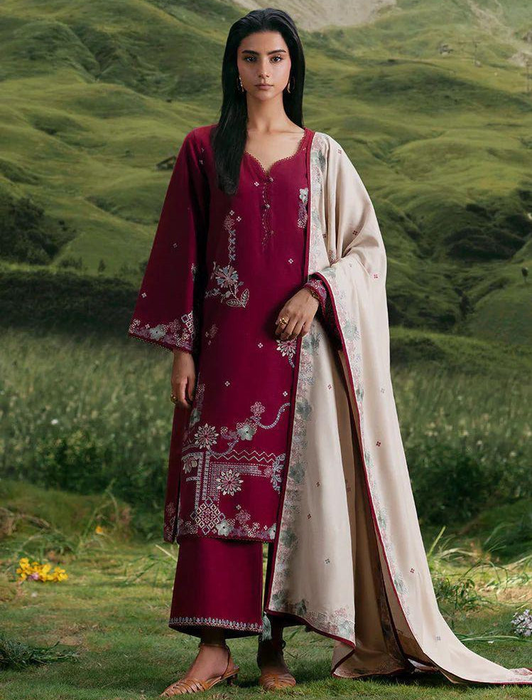 Heavy Embroidered 3-Piece Unstitched Lawn Suit
