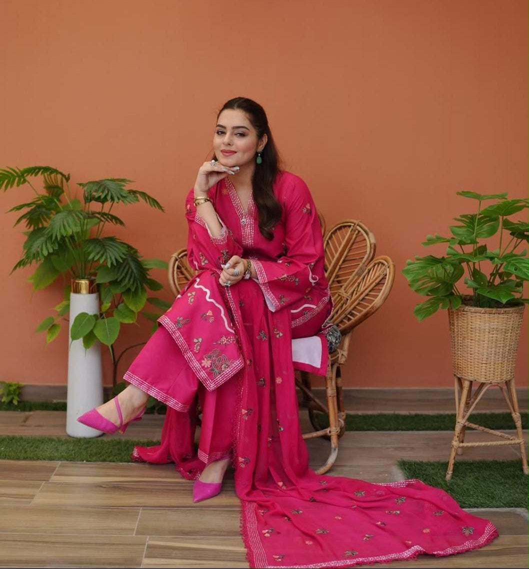Fully Embroidered Viscose 3-Piece — Silk Dupatta Edit
