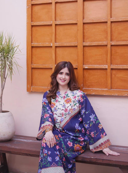 Premium Digital Printed Silk 3Pc Unstitched Suit