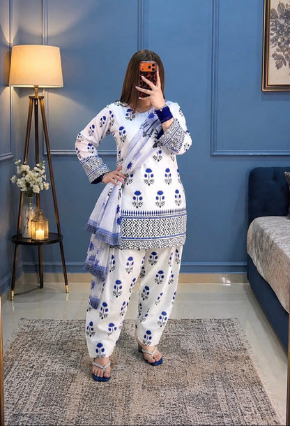 Premium Digital Printed Silk 3Pc Unstitched Suit