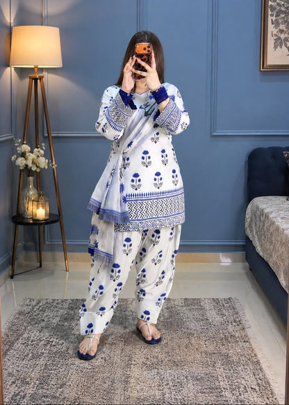 Premium Digital Printed Silk 3Pc Unstitched Suit