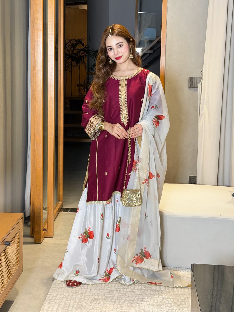 Premium Embroidered Silk 3Pc Unstitched Suit