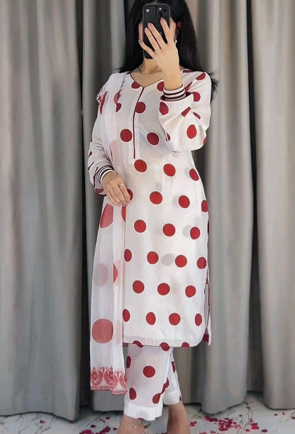 Premium Digital Printed Silk 3Pc Unstitched Suit