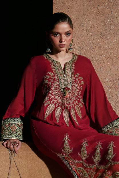 Embroidered Digital Printed Silk 3Pc Unstitched Suit