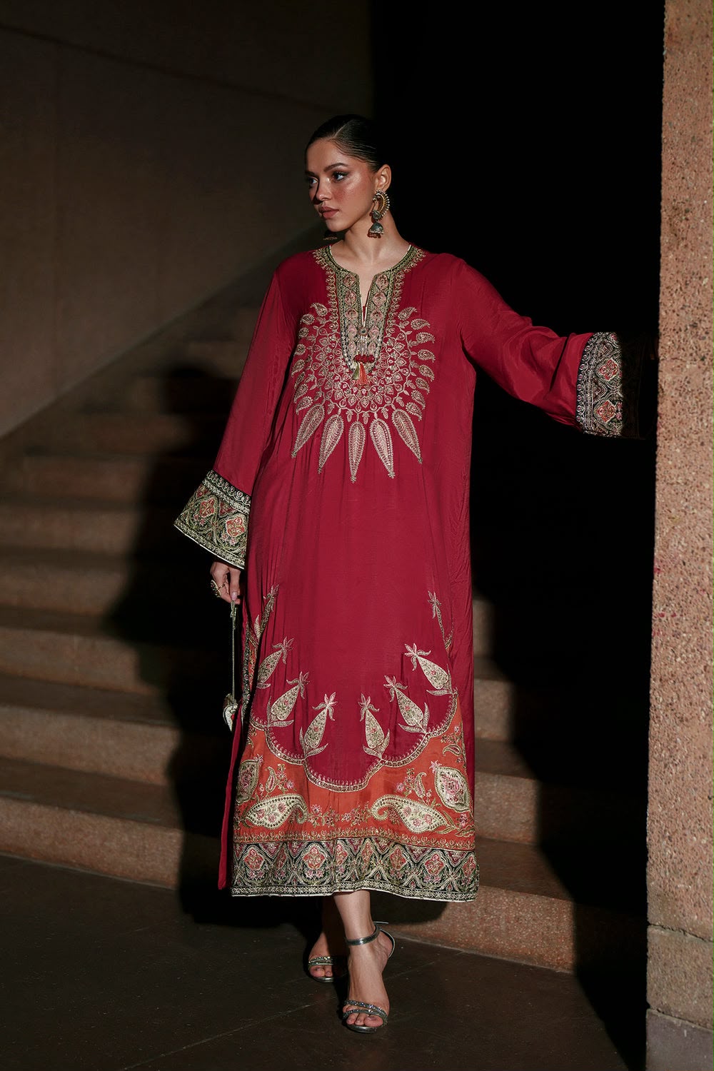 Embroidered Digital Printed Silk 3Pc Unstitched Suit