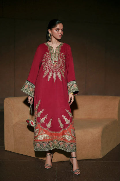 Embroidered Digital Printed Silk 3Pc Unstitched Suit