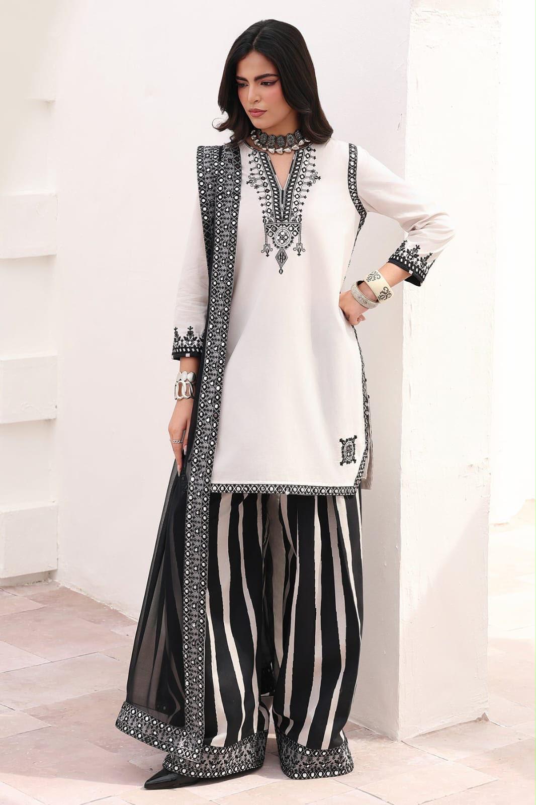 Heavy Embroidered Digital Printed Silk 3Pc Unstitched Suit