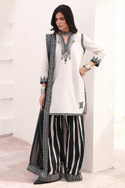 Heavy Embroidered Digital Printed Silk 3Pc Unstitched Suit