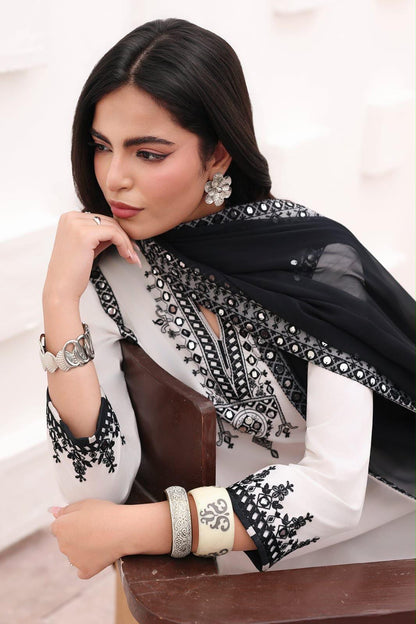 Heavy Embroidered Digital Printed Silk 3Pc Unstitched Suit