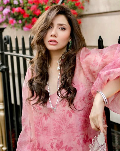 Embroidered Digital Printed Silk 3Pc Unstitched Suit
