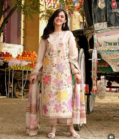 Heavy Embroidered Lawn 3Pc Unstitched Suit
