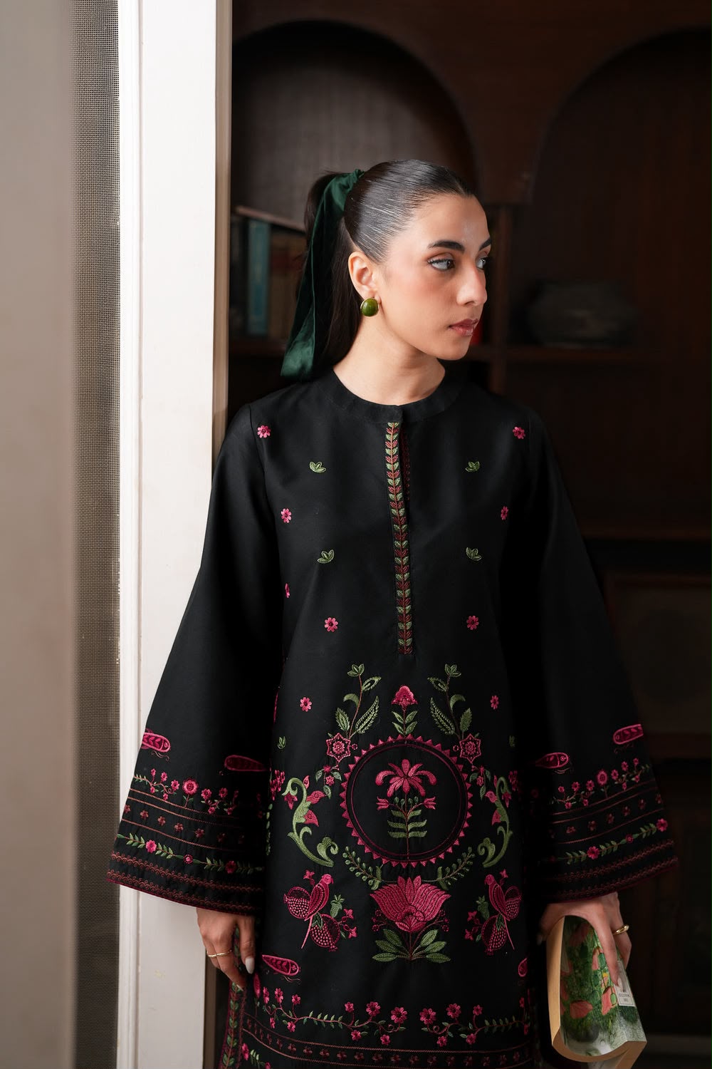 Embroidered Dhanak 3-Piece — Printed Shawl Edit