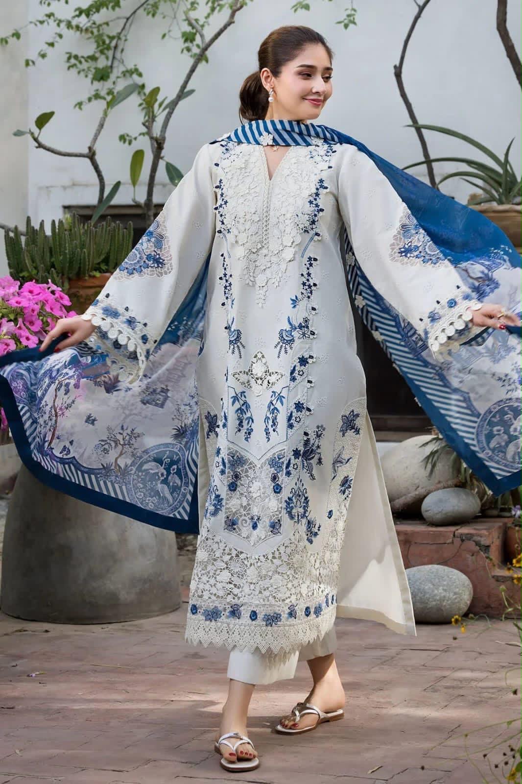 Chikan Kari Dhanak 3Pc Unstitched Suit