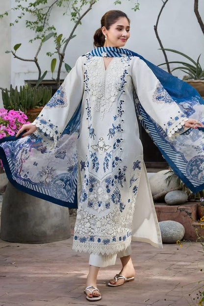 Chikan Kari Dhanak 3Pc Unstitched Suit