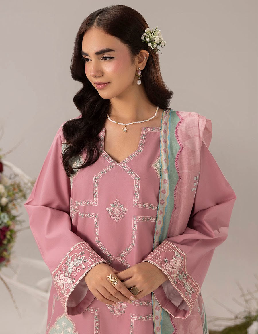 Applique Embroidered Dhanak 3-Piece
