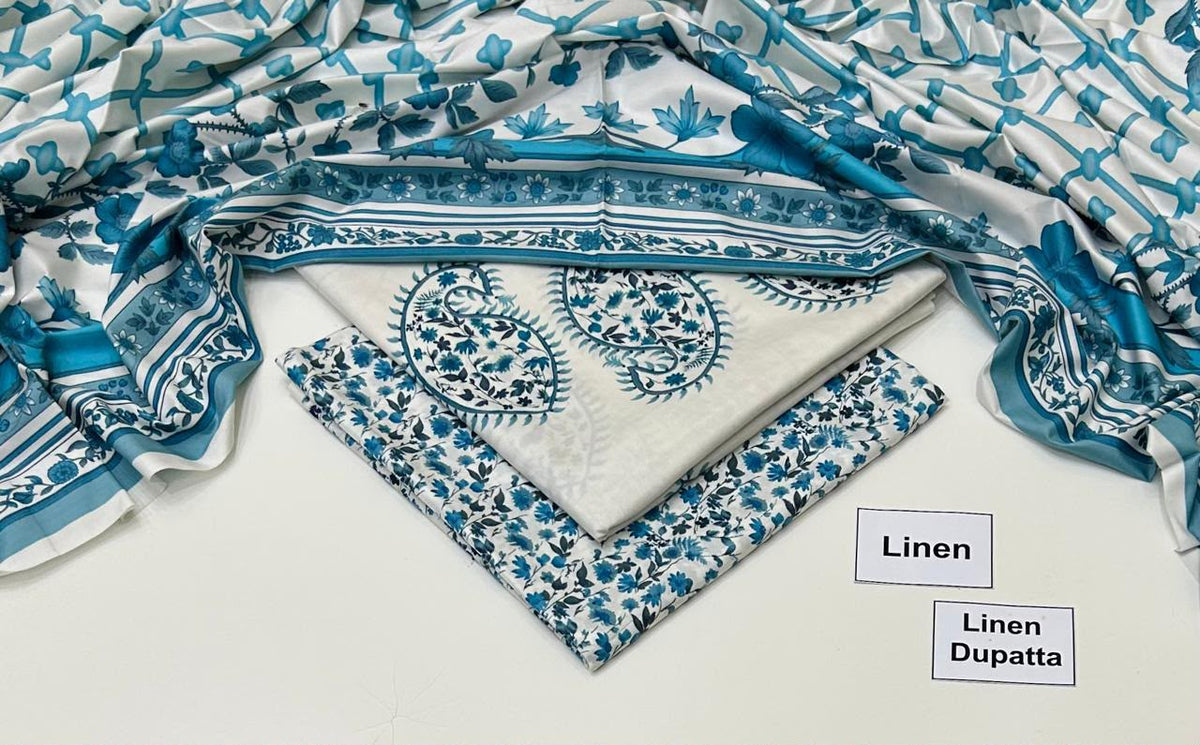 Printed Linen Unstitched Suit