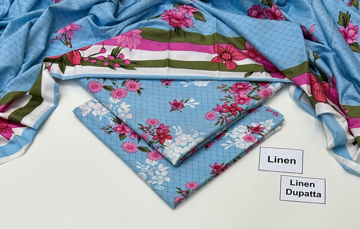 Printed Linen Unstitched Suit