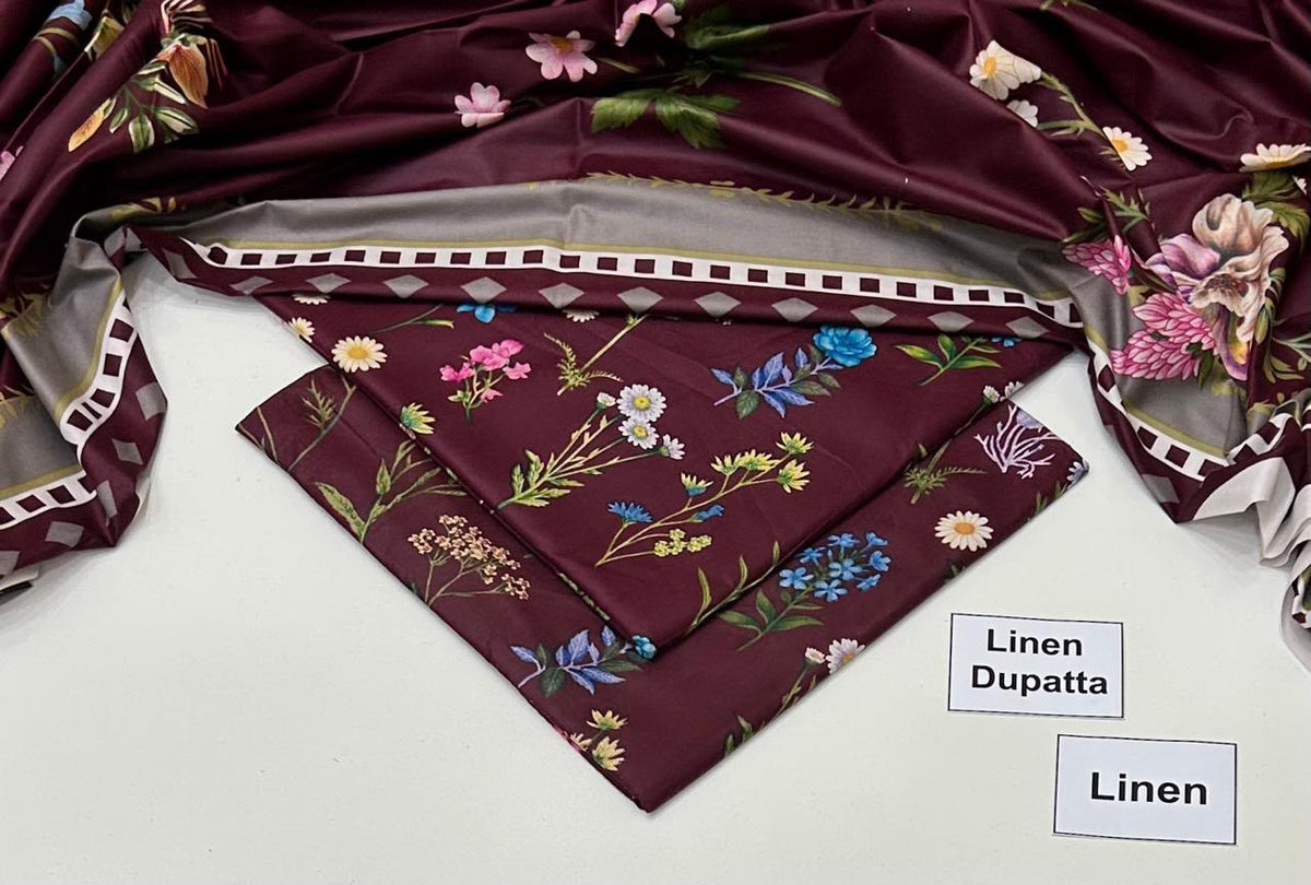 Printed Linen Unstitched Suit