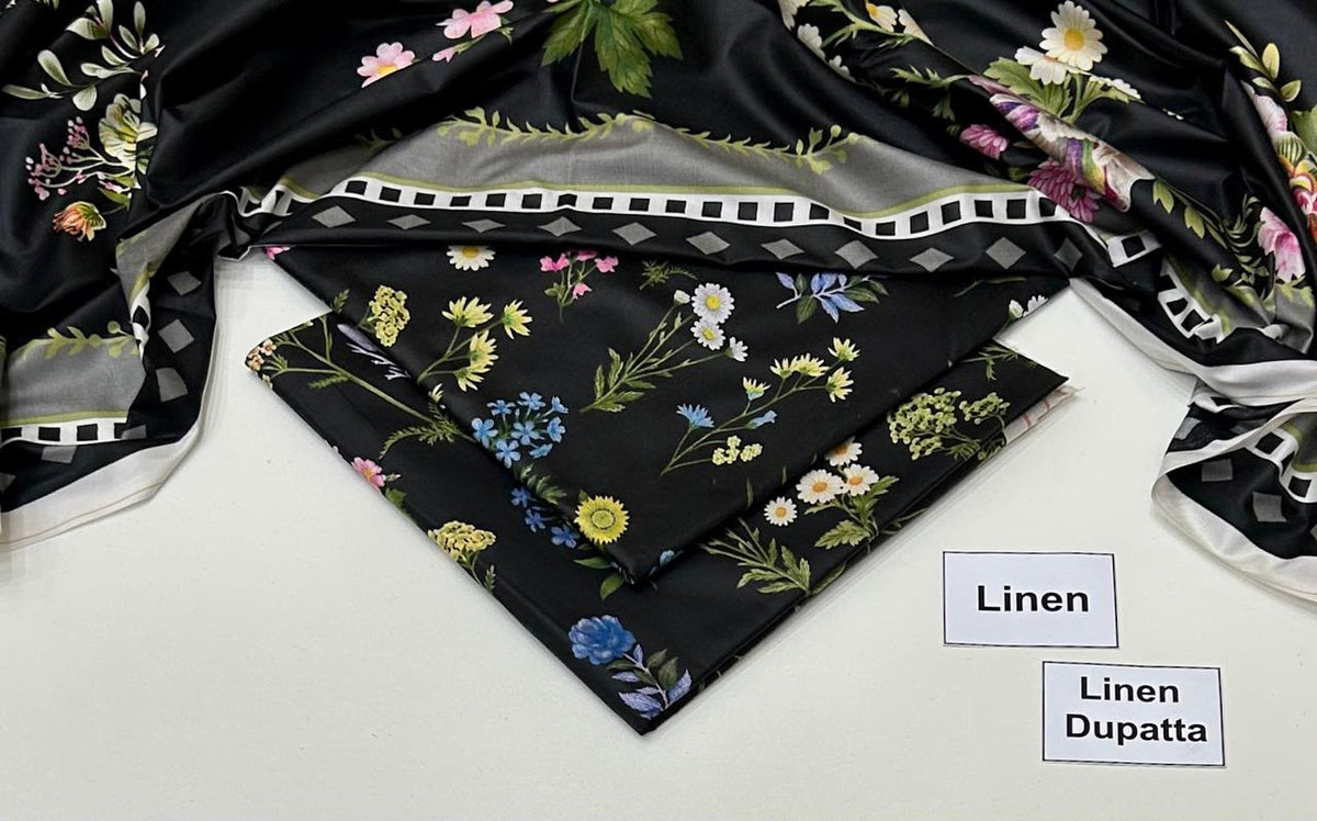 Printed Linen Unstitched Suit