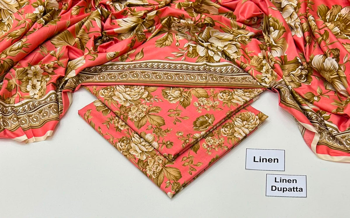 Printed Linen Unstitched Suit