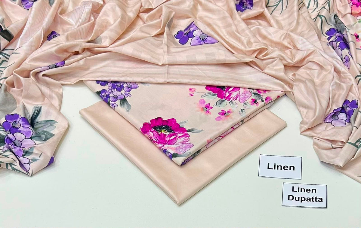 Printed Linen Unstitched Suit