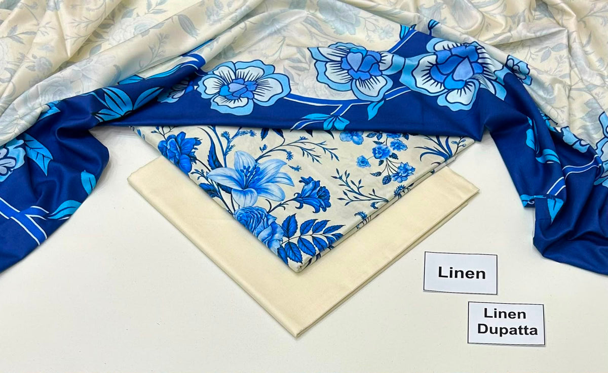 Printed Linen Unstitched Suit