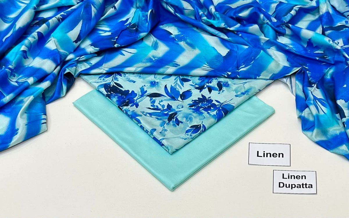 Printed Linen Unstitched Suit