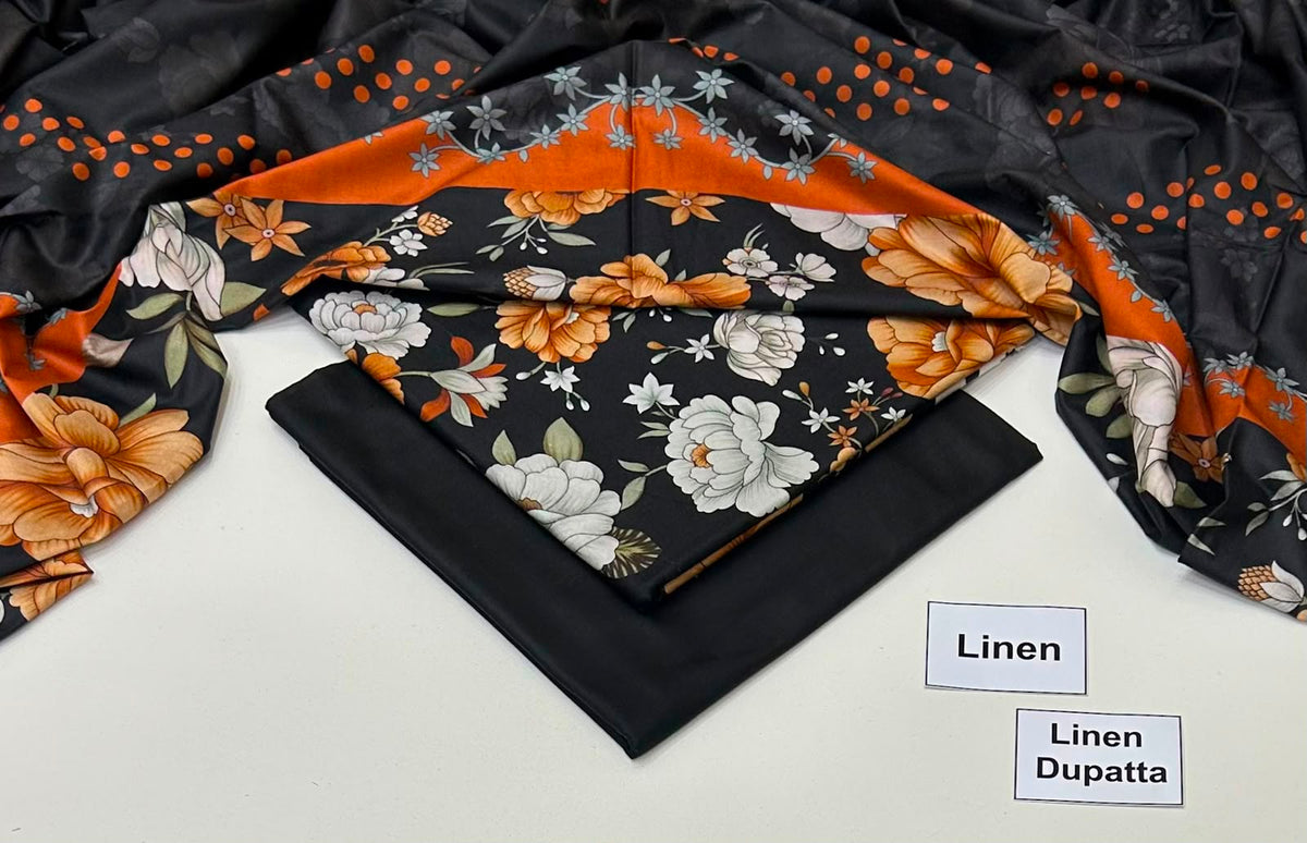 Printed Linen Unstitched Suit