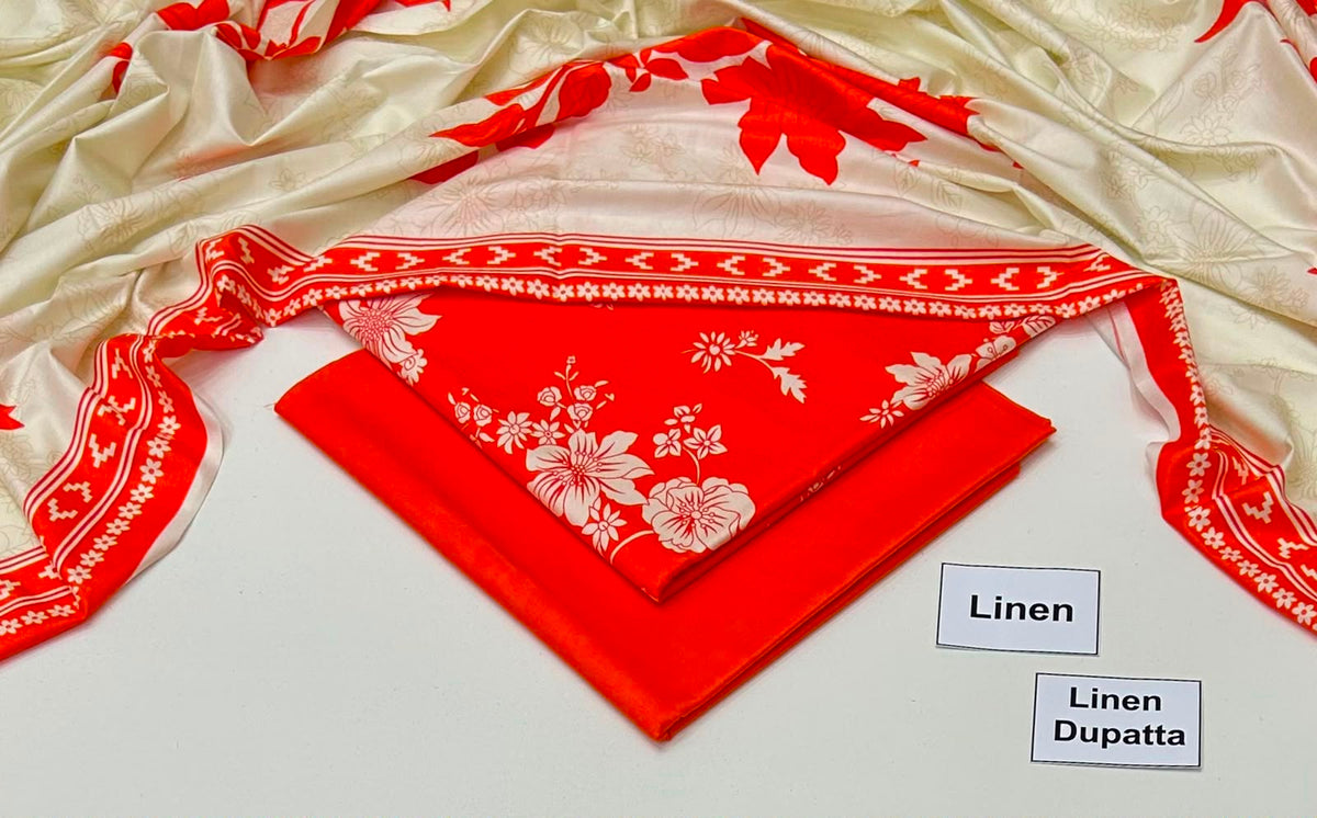 Printed Linen Unstitched Suit